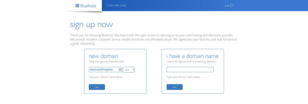 Blog Hosting Sign Up Process on Bluehost